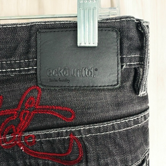 VTG Y2k Ecko Unltd Embroidered Dragon Skater Grunge Baggy Straight Leg 32W X42L - Picture 9 of 16